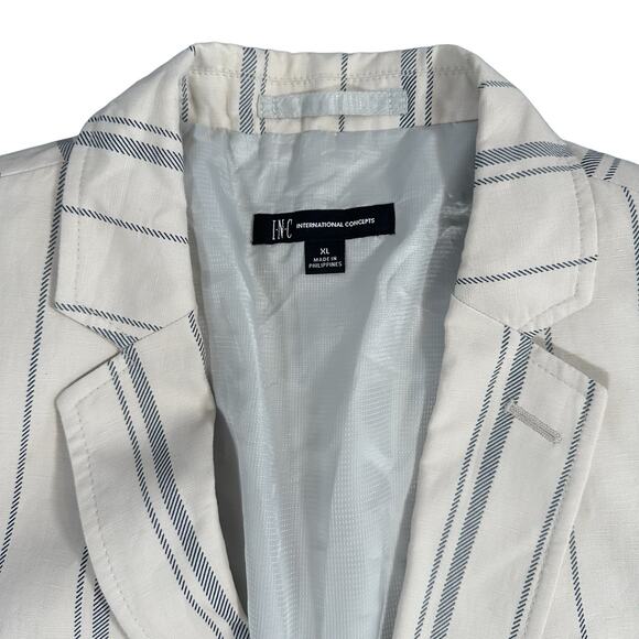 INC International Concepts Men's Slim Fit Linen Striped Blazer Size XL $130 - Picture 6 of 9